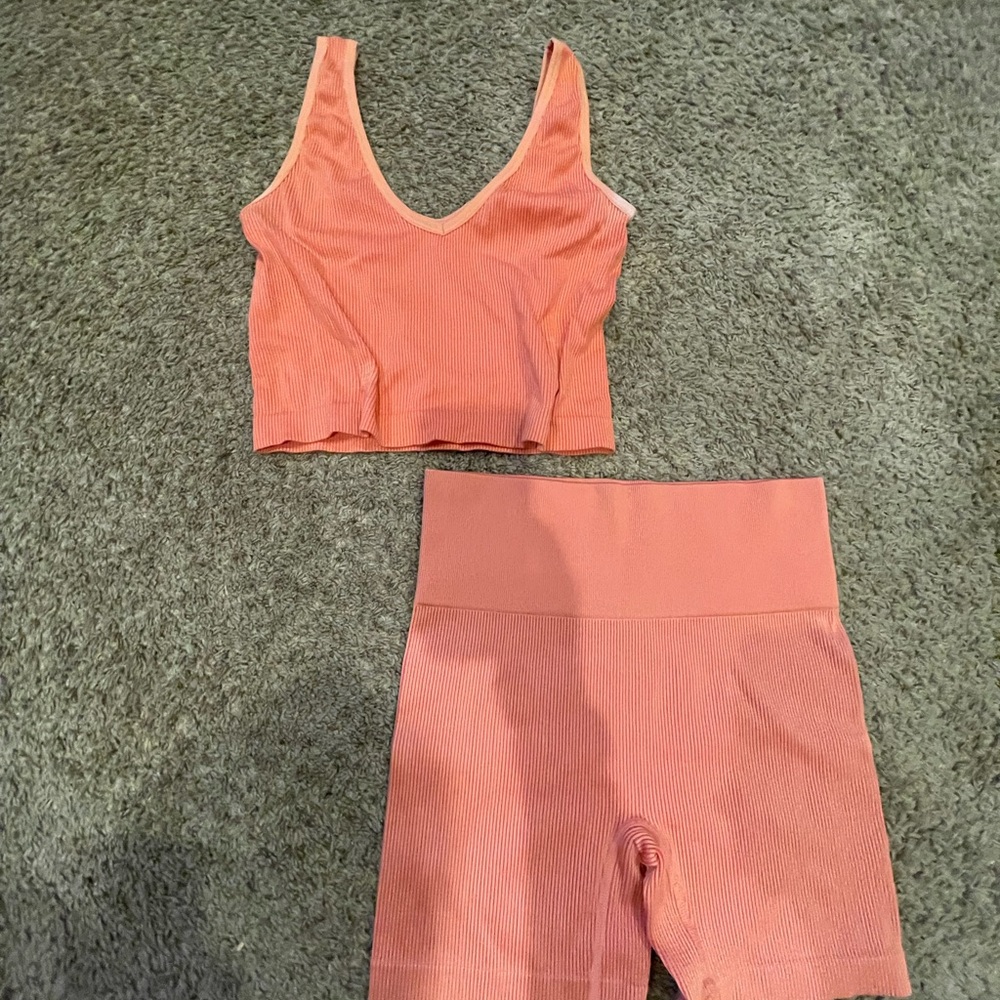 Colsie Vibrant Pink Ribbed Lounge Set